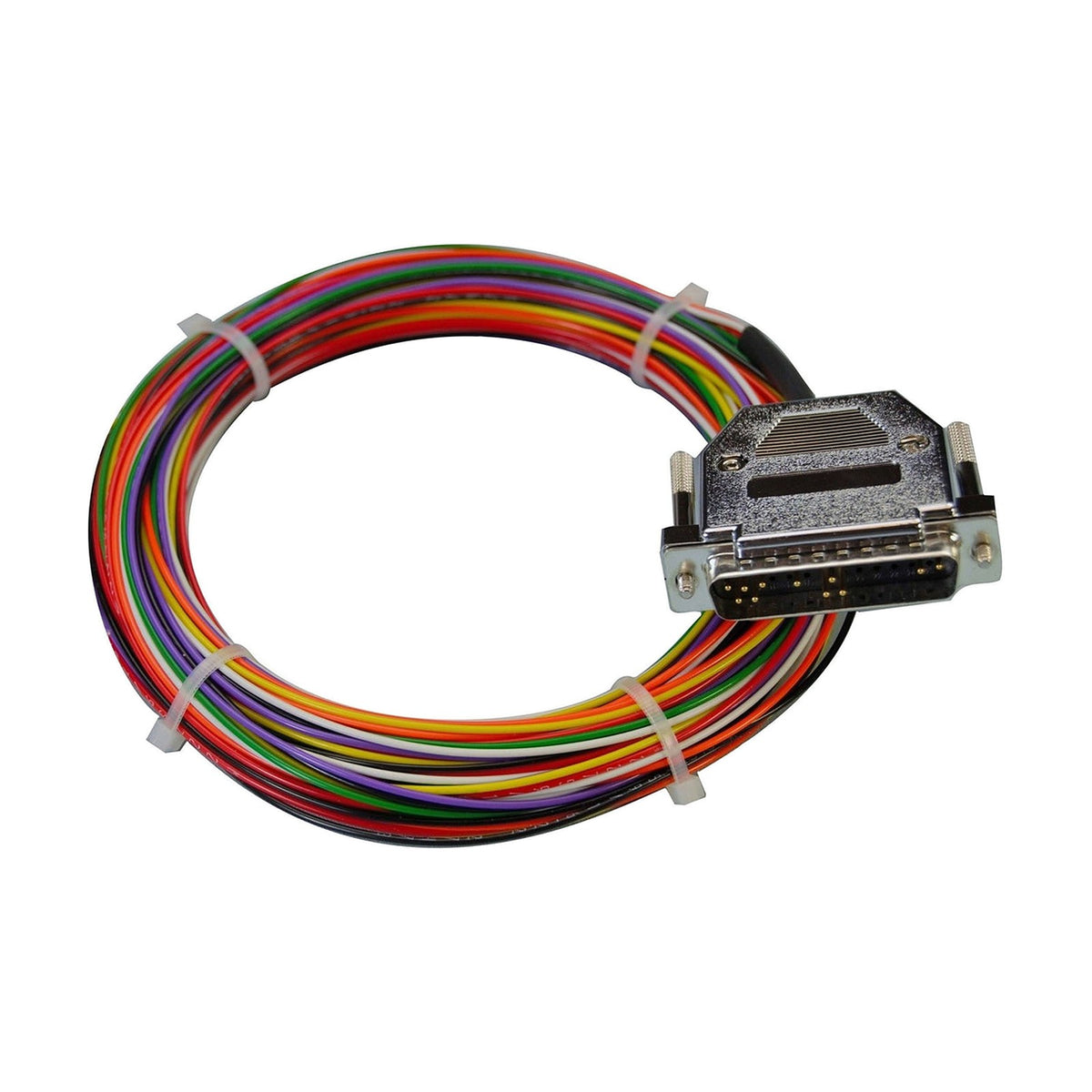 Transponder wiring harness with D-sub connector and colour-coded wires